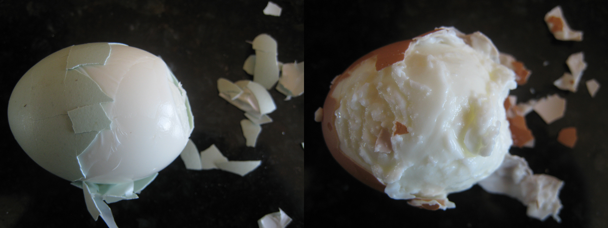 boiled egg results based on freshness of egg