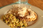 Chicken Fried Steak with gravy and brown rice
